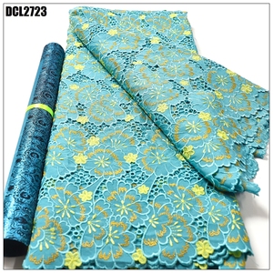 Tessuto in Pizzo Tradizionale Africano all'Ingrosso, Tessuto Ricamato con Cristalli Austriaci, <span class=keywords><strong>Guipure</strong></span> per Abbigliamento Senegal e Mali - Product Image 5
