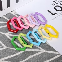 Gantungan Kunci Pegas Heksagonal, Pengait Gantungan Kunci Heksagon, Klip Carabiner untuk Kunci, Tas, Liontin, Kerajinan DIY, Gesper Pegas, Aksesoris Koper