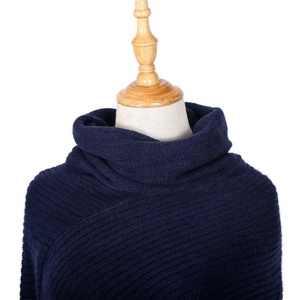 Offre Spéciale haute qualité épaissir mode dame voyageant chaud <span class=keywords><strong>Poncho</strong></span> châles couleur unie perle col haut plaine frange écharpe - Product Image 2