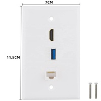 Placa de Conexión Multimedia de 3 Puertos USB 3.0 RJ45 CAT6, Panel de Enchufe de Pared con Conector de Datos de Alta Definición sin Soldadura