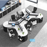 Bureau de travail modulaire moderne en bois avec cloisons pour espaces de travail 4 personnes