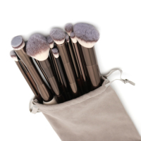 20 buah Set kuas rias kuas kontur Kabuki ujung ganda untuk alat rias wajah perona pipi pencampur Concealer bubuk cair