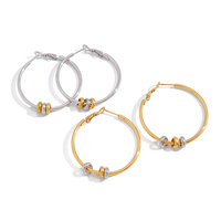 Anting J&D Geometric Multi Hoop Huggie Dua Warna Emas Perak Berlapis Baja Tahan Karat Modern Minimalis Dapat Ditumpuk Perhiasan Telinga