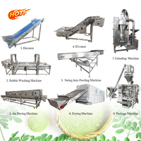 Vente chaude Ligne de production industrielle de traitement de la poudre de feuilles de Moringa fraîches, comprenant le lavage, la découpe, le séchage et le broyage
