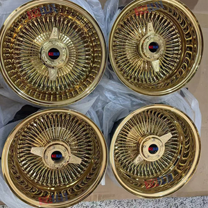 ล้อรถยนต์นั่งส่วนบุคคล Lowider ขนาด 13x7 นิ้ว ขอบสีทองลายลวด - Product Image 4