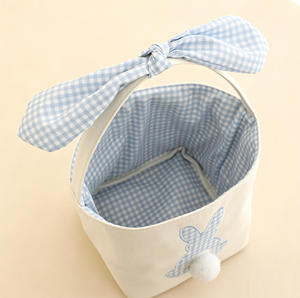 Cesta de Mimbre con Lazo y Monograma, Personalizada con Nombre Bordado, Cesta para Huevos de Conejito, Regalo de Pascua para Bebés - Product Image 5