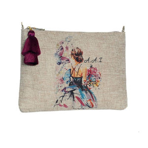 Nouvelle pochette personnalisée de créateur Sac pochette cosmétique en jute naturelle Rangement maquillage Sac à main en toile de jute écologique pour femmes - Product Image 6