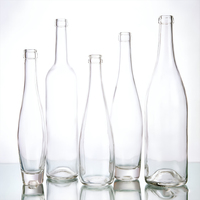 Bouteille de vin en verre vide transparente de qualité alimentaire recyclable personnalisée de 50 ml à 750 ml avec bouchon pour liqueur, eau, whisky, tequila, champagne