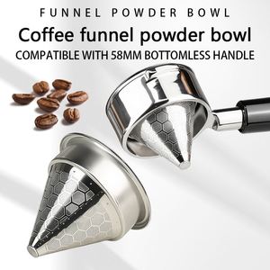 Filtre à café moderne réutilisable et écologique en acier inoxydable double couche 58MM, avec poignée sans fond et bol à poudre conique pour brassage manuel - Product Image 1