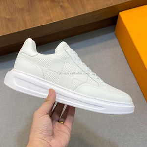 Chaussures de marche décontractées de luxe de haute qualité pour le printemps et l'été, en cuir véritable, respirantes, antidérapantes, à lacets, couleur blanche - Product Image 1