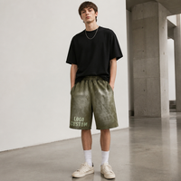 Shorts en molleton délavé personnalisés RAMAX, coton épais 450g, style vintage streetwear, shorts de sport, vente en gros, fournisseur d'usine OEM