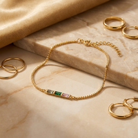 Bracelet ZG minimaliste à trois barres de baguettes en CZ, bracelet géométrique coloré plaqué or, à porter au quotidien