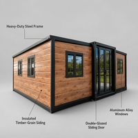 2 unités par conteneur 40HQ, maison conteneur extensible de 2,4 m de hauteur au plafond, 20 pieds x 30 pieds, 3 chambres, cuisine, maison en acier moderne de luxe, portable, Casita