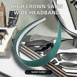 Diadema de Moda para Mujer Kujie FD-1959, Nuevo Diseño, Corona Alta, Acolchada de Satén, Ancha, Antideslizante, Color Sólido, para Cosplay y Fiestas - Product Image 2