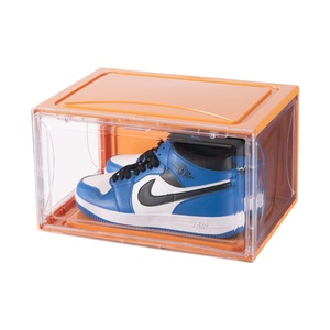 Ready to Ship Sample Available transparent Plastic clear shoe box storage with lid shoe case plastic Stackable Organizer Sneaker