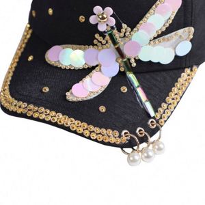 Casquette de baseball unisexe élégante à 5 panneaux en tissu courant, souple, à visière courte, effet cristal, vente en gros - Product Image 4