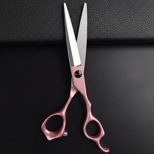 Ciseaux de coiffure de haute qualité, super coupe, en acier inoxydable, avec lame rose et noire, pour coupe de 6 pouces, avec étui thermo et support. - Product Image 2