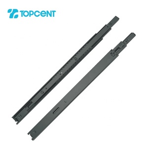 Glissière télescopique <span class=keywords><strong>à</strong></span> roulement <span class=keywords><strong>à</strong></span> billes noire moderne <span class=keywords><strong>à</strong></span> extension totale, capacité de charge 35 kg, pour tiroirs de cuisine et d'appartement en acier - Product Image 2