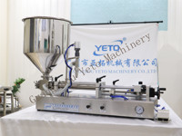 Machine de remplissage semi-automatique pneumatique à piston pour crèmes, pâtes, beurres, sauces, huiles, liquides, détergents, shampoings à haute viscosité, avec PLC et verre