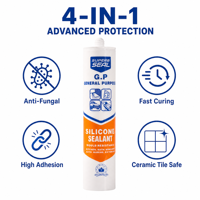Scellant en silicone transparent anti-fongique pour cabine de douche, garantie 10 ans, 280 ml