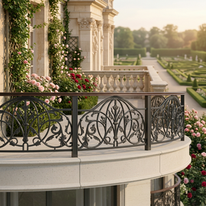Wrought Iron Balustrade Railing Decorative Handrail Ornamental Balcony Guardrail Traditional Outdoor Villa Bathroom Garden Rust - Product Image 1