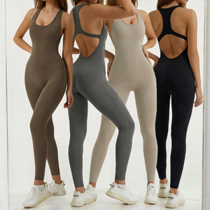 Combinaison de sport sans couture pour femme, dos ouvert, sans manches, pour yoga, épaissie, une pièce pour l'entraînement - Product Image 3
