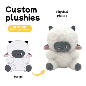 Peluche di peluche di <span class=keywords><strong>agnello</strong></span> di peluche supporto emotivo peluche personalizzabile corno colori auricolari Super morbido materiale regalo per il bambino - Product Image 2