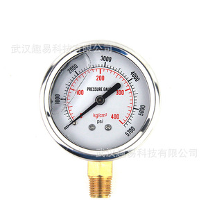 เกจวัดแรงดันแบบอนาล็อก QY 0-5700 PSI สแตนเลส สำหรับยานยนต์ ไฮดรอลิก และนิวเมติก - Product Image 1