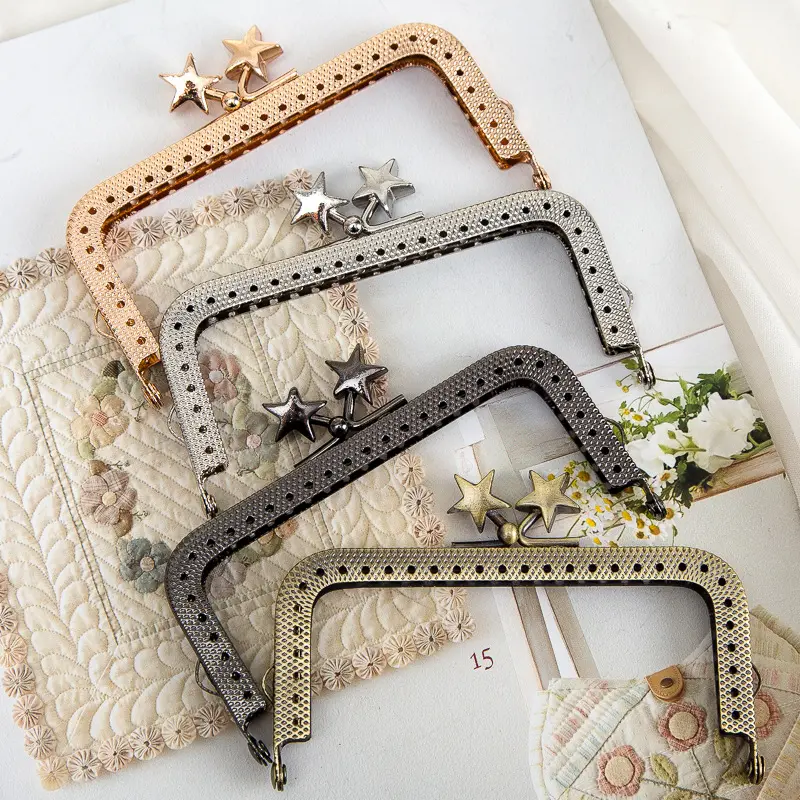 Factory 8.5/10.5 cm bronze silver curved metal purse frame handmade DIY hardware bag accessories