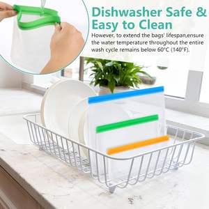 Sacs de congélation réutilisables en PET de qualité alimentaire pour sandwichs, compatibles lave-vaisselle, étanches, personnalisables pour mariner les viandes, repas de voyage, modernes - Product Image 2