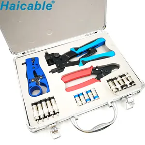 Toolkit Jaringan Alat Kompresi Konektor Alat untuk Pengeriting Tahan Lama Dibuat Di Cina HT-KH510B F/BNC/RCA Coax Crimper