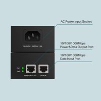 Inyector PoE Gigabit TP-Link TL-PoE170S 802.3at/af/bt de 30W (PoE++) con Certificación UL, Negro, para Escritorio/Montaje en Pared, Plug and Play, Alcance de 328 pies
