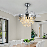 Ventilateur de plafond LED intelligent moderne avec télécommande contrôlée par application, moteur DC 6 vitesses, éclairage à 3 couleurs dimmable pour salon