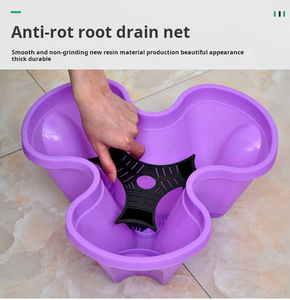 Jardinière verticale en forme de cylindre de chocolat A29 pour pot en plastique empilable intérieur/extérieur avec décoration au design élégant - Product Image 3