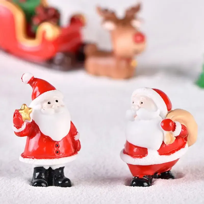 Mini Resin Christmas Decoration Santa Claus Snowman Tree Micro Landscape Model Miniature Garden Figurines Home Ornament Gift