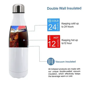 Bouteilles d'eau sportives en acier inoxydable à double paroi isolées, forme cola, avec logo personnalisé, 500 ml et 1000 ml, pour le camping - Product Image 3