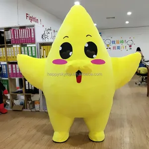 Super lindo Fat Star mascota disfraz comercial caminar rendimiento estrella amarilla personaje inflable mascota disfraz