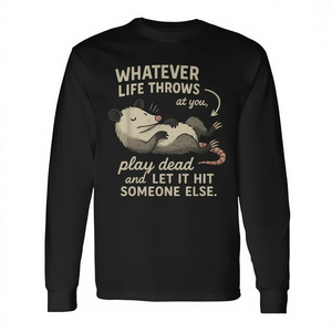 Camiseta de manga larga con estampado gráfico Possum Quote, cuello redondo unisex, impresión digital, talla para adultos - Product Image 2