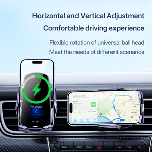 <span class=keywords><strong>Chargeur</strong></span> de voiture direct d'usine 15W, charge rapide sans fil, support de téléphone de voiture à fixation par pince, avec insert en verre, mode de fixation - Product Image 6
