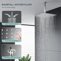 Système de douche thermostatique moderne à poignée unique, ensemble de robinetterie en laiton de 12 pouces avec pommeau de pluie et douchette à main, installation encastrée en céramique, finition douce