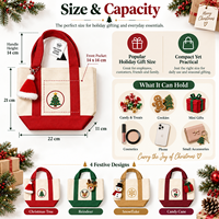 Sac fourre-tout en toile JC BASIC à quatre couleurs, motifs de Noël contrastés (arbre, renne, flocon de neige, canne à sucre), OEM ODM, blocs de couleur