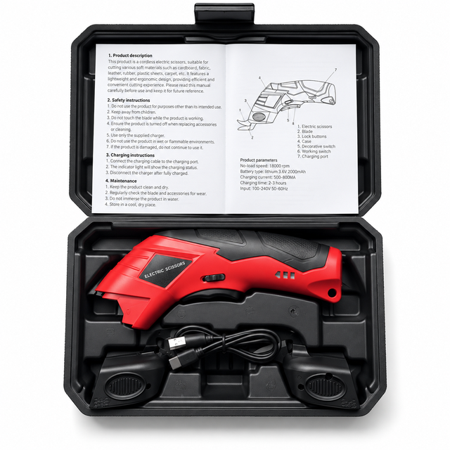 GrandLuxe Portable Cordless Brushless Electric Scissors 20mm Max Cutting Capacity Stainless Steel Blades Ambidextrous Leather