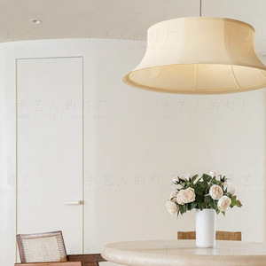 Lustre d'inspiration zen japonaise, luminaire rond en tissu E27, pour salon, chambre à coucher, salon de thé, hôtel - Product Image 2