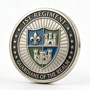 Badge du 1er Régiment Gardiens du Royaume, en alliage de zinc plaqué argent, emblème circulaire, émail dur, impression en relief, souvenir - Product Image 2