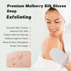 Guanto Esfoliante in Seta per Spa, Bagno, Corpo e Viso, Manopola a Doppio Lato per Doccia, Scrub Corpo Loofah, Manopola Viso 100% Seta Grezza - Product Image 2
