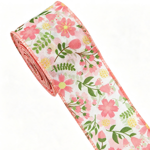 Cinta de Yute Sintético Fino de 2 1/2 Pulgadas con Alambre, Estampado Floral, Resistente al Encogimiento, Rollo de 10 Yardas, Cinta de Primavera al por Mayor - Product Image 6