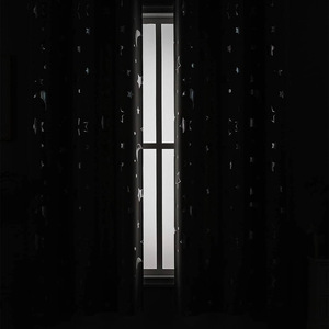 Cortinas Opacas con Estampado de Estrellas y Luna, Azul Marino, Poliéster, para Dormitorio, Sala de Estar, Protección Solar - Product Image 2