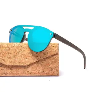 Gafas de sol de madera sin montura para hombre y mujer, lentes de sol polarizadas con forma triangular, plegables, con funda de madera de grano