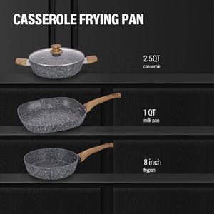 Sartén práctica de alta calidad para restaurante, máquina de freír sin aceite, con diseño de granito, multi sartén eléctrica con tapa - Product Image 4