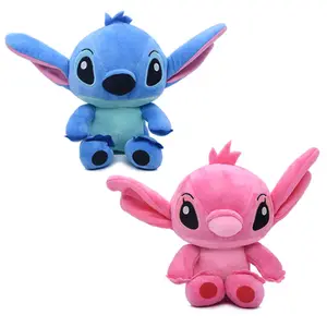 Toptan mavi Stich ve pembe melek dolması hayvan oyuncaklar karikatür bebek eşlik sevimli peluş şekil çift çocuk hediye